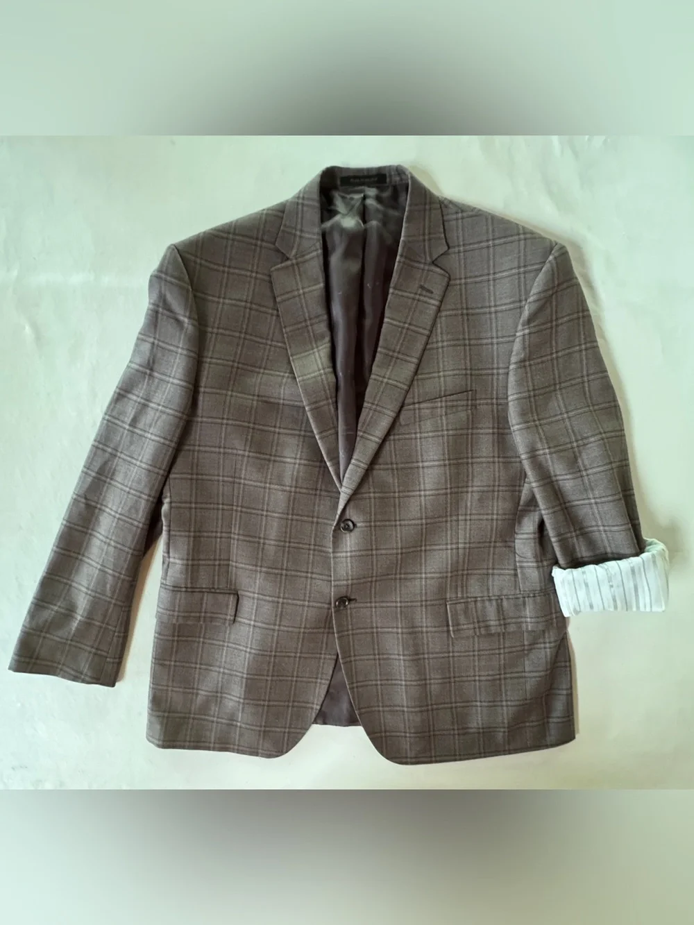Jos. A. Bank Reserve Plaid Silk Wool Blend Sport Coat Traditional Fit 48R